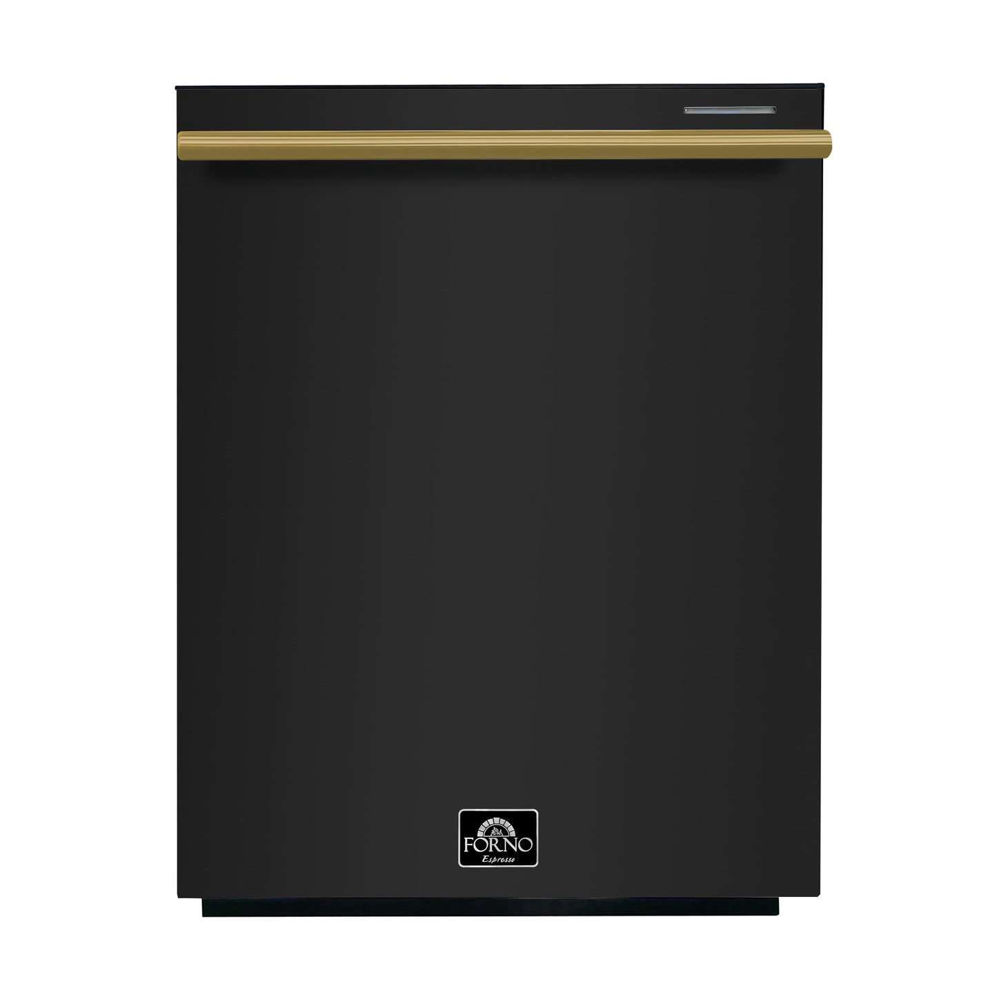 FORNO Premium 4-Piece Kitchen Bundle - Leonardo Espresso 30" Black Range, 30" Black Range Hood, 31" Black Bottom Freezer Refrigerator, 24" Black Built-In Dishwasher - FBDL-006-02CA