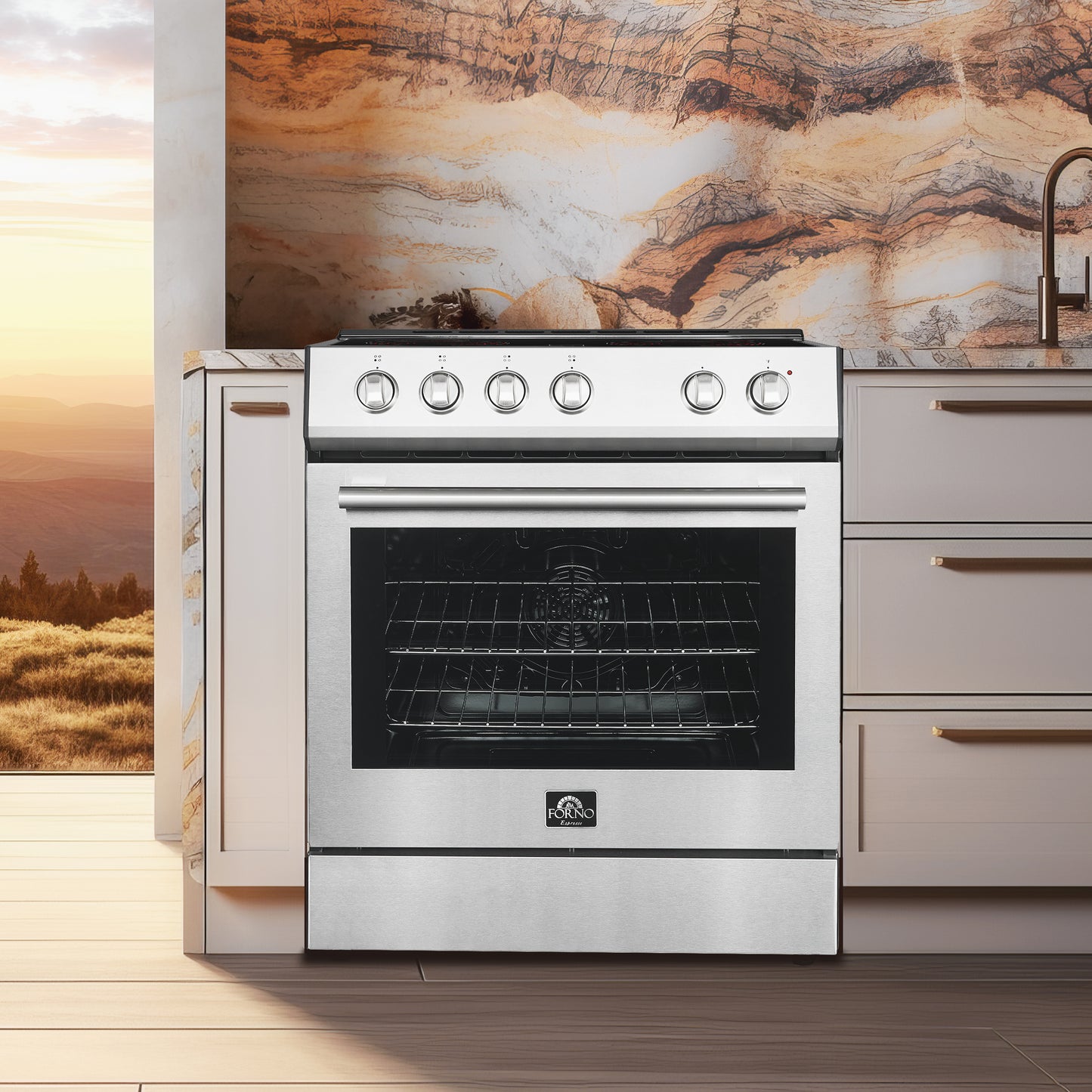 FORNO Premium 3-Piece Kitchen Bundle - 30" Electric Range, 31" French Door Refrigerator, 24" Built-In Dishwasher, Stainless Steel - FBDL-011-01CA