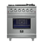 Forno Massimo 30-Inch Freestanding Gas Range, 5 Burners, True Convection Oven