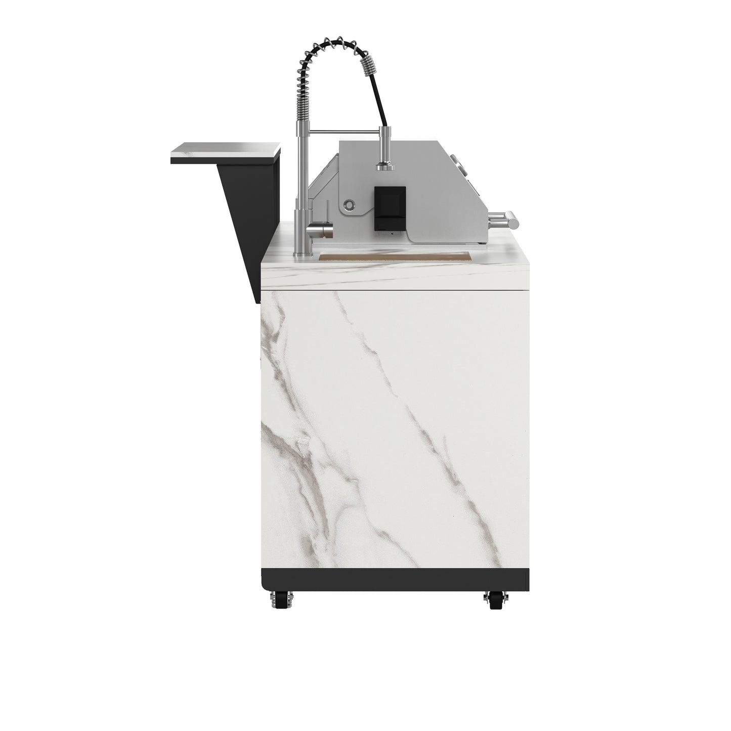 Forno Rimini Outdoor Kitchen: 30" BBQ 62,600 BTU, 4.8 cu.ft. Refrigerators, White Countertops