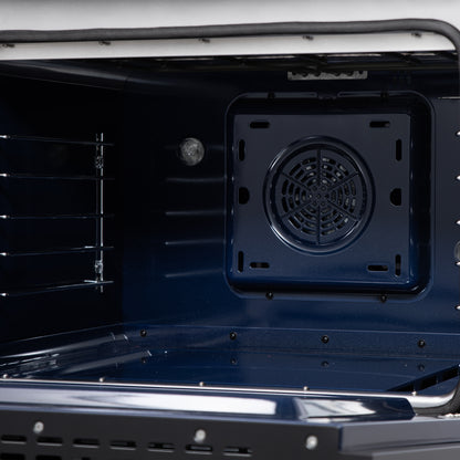 Forno Massimo 30-Inch Freestanding Dual Fuel Range in Black with Antique Brass Accessories, 4 Burners, 4.32 cu. ft. Convection Oven