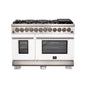 Forno Capriasca 48-Inch Freestanding Dual Fuel Range, 8 Burners, True Convection Oven, White Doors