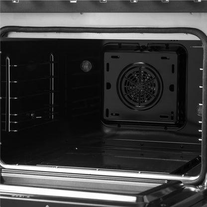 Forno Galiano 48-inch French Door Dual Fuel Range, Black & Antique Brass Design, 8 Sealed Burners - 107,000 BTU, Griddle, 6.58 cu.ft. Double Ovens