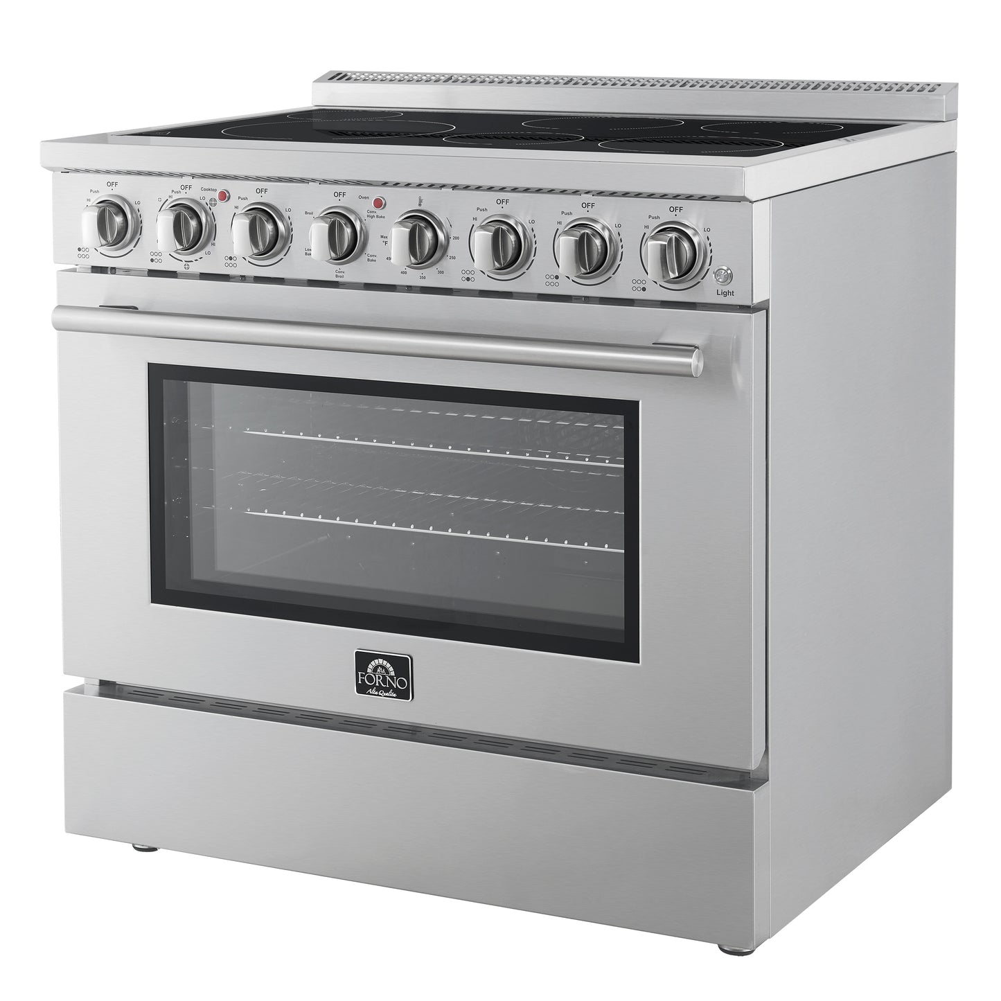Forno Paolo 36 Inch Freestanding Electric Range, Stainless Steel, 5.44 cu.ft, True Convection Oven, Energy Efficient