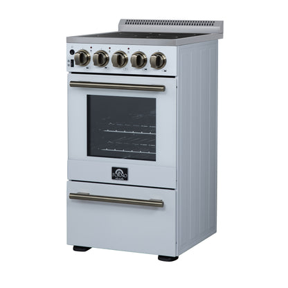 Forno Pallerano 20 Inch Freestanding Electric Range in White, Canada Version, Plug and Cord Included
