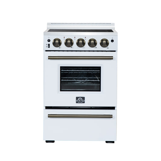 Forno Loiano 24 Inch Freestanding Electric Range in White, Canada Version, Plug and Cord Included