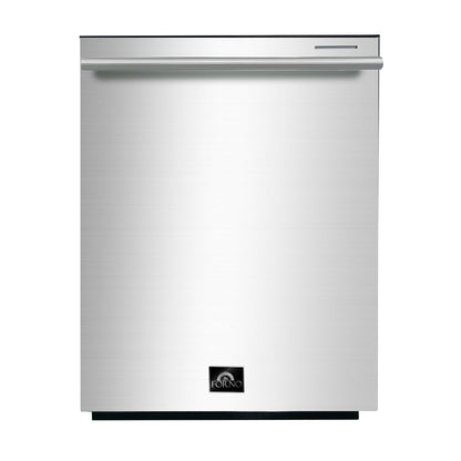 FORNO Premium 3-Piece Kitchen Bundle - Leonardo Espresso 30" Stainless Steel Range, 31" Stainless Steel Bottom Freezer Refrigerator, 24" Stainless Steel Dishwasher - FBDL-007-01US
