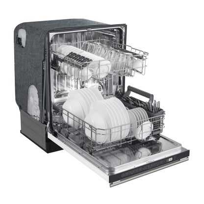 FORNO Premium 4-Piece Kitchen Bundle - Leonardo Espresso 30" White Range, 30" White Range Hood, 31" White Bottom Freezer Refrigerator, 24" White Built-In Dishwasher - FBDL-006-03CA