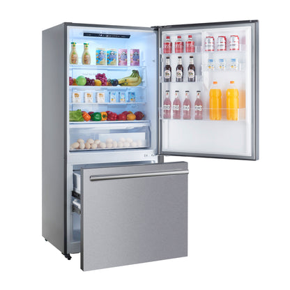 FORNO Premium 3-Piece Kitchen Bundle - Leonardo Espresso 30" Stainless Steel Range, 31" Stainless Steel Bottom Freezer Refrigerator, 24" Stainless Steel Dishwasher - FBDL-007-01US
