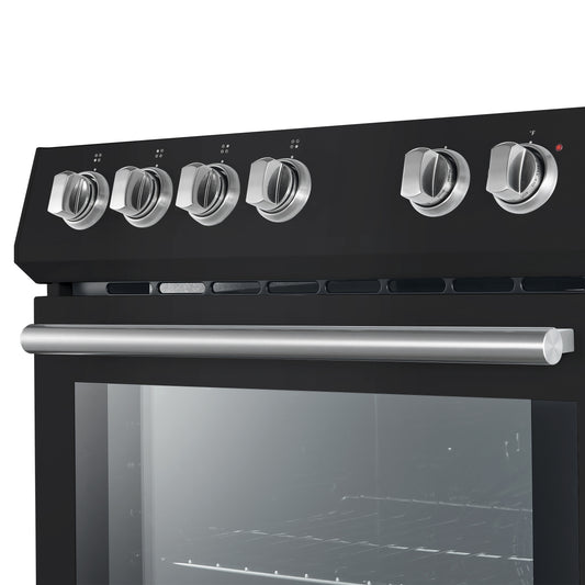 FORNO Premium 3-Piece Kitchen Bundle - Leonardo Espresso 30" Black Range, 31" Black Bottom Freezer Refrigerator, 24" Black Built-In Dishwasher - FBDL-007-02CA