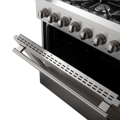 FORNO Premium 3-Piece Kitchen Bundle - Galiano 36" Dual Fuel Range, 36" French Door Refrigerator, 24" Built-In Dishwasher - FBDL-004-02CAUS