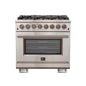 Forno Capriasca 36-Inch Freestanding Dual Fuel Range, 6 Burners, True Convection Oven