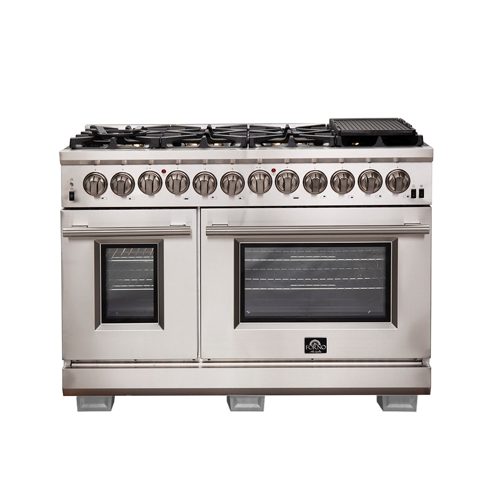 Forno Capriasca 48-Inch Freestanding Dual Fuel Range, 8 Burners, True Convection Oven