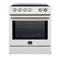 Forno Leonardo Espresso 30-Inch Slide-In White Induction Range, Convection Oven, 5 Cooking Zones, Touch Control Panel
