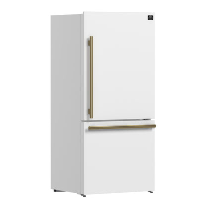 Forno Milano 2-Piece 62-Inch Freestanding Dual Bottom Freezer Refrigerator, White – 34.4 cu.ft, Touch Control, Ice Maker