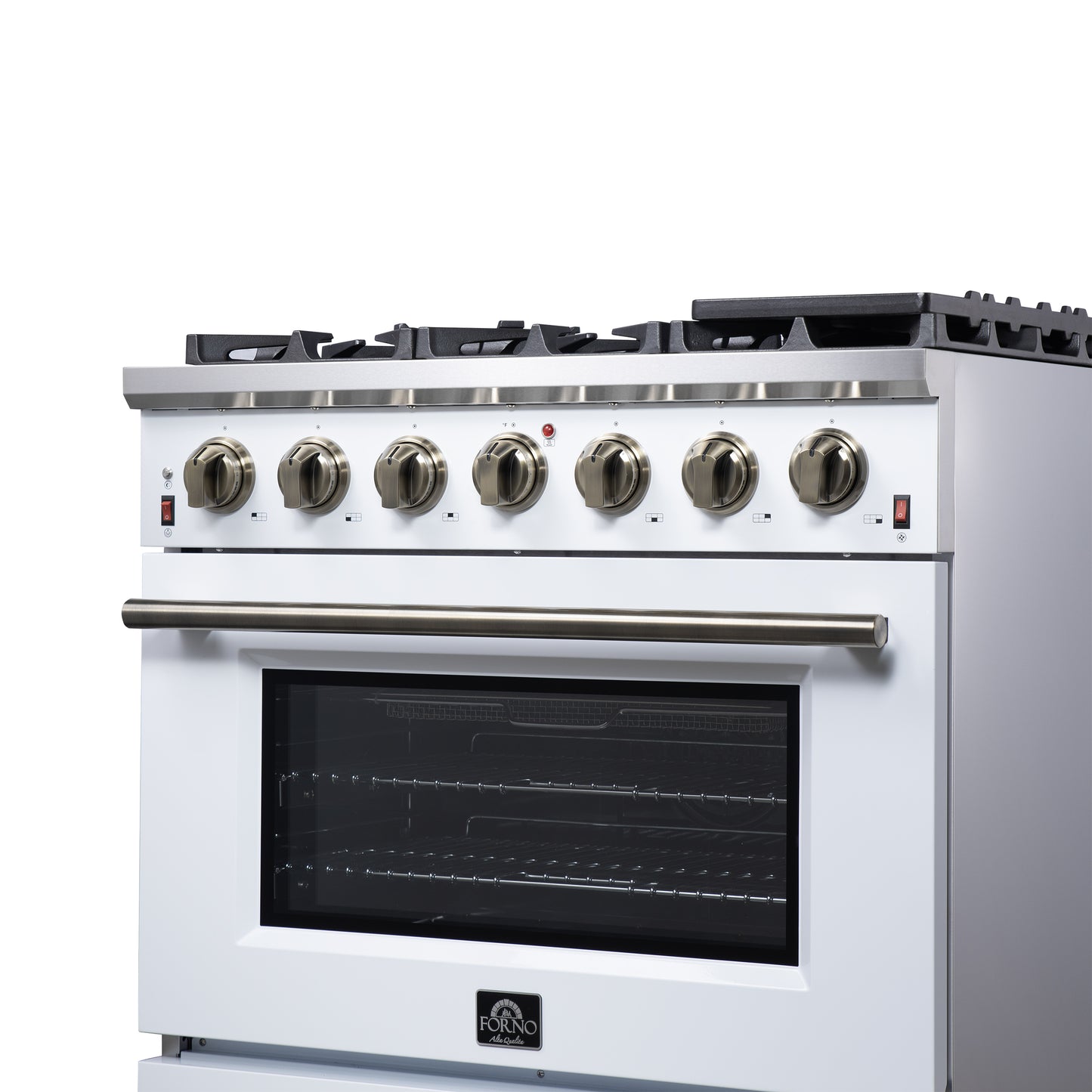 Forno Massimo 36-Inch White Freestanding Gas Range, 6 Sealed Burners, Convection Oven, Energy Efficient