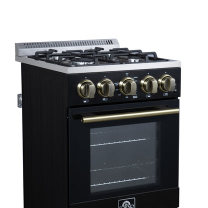 Forno Lamazze 20 Inch Freestanding Gas Range in Black, Compact Design