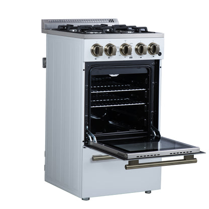 Forno Lamazze 20 Inch Freestanding Gas Range in White, Compact Design