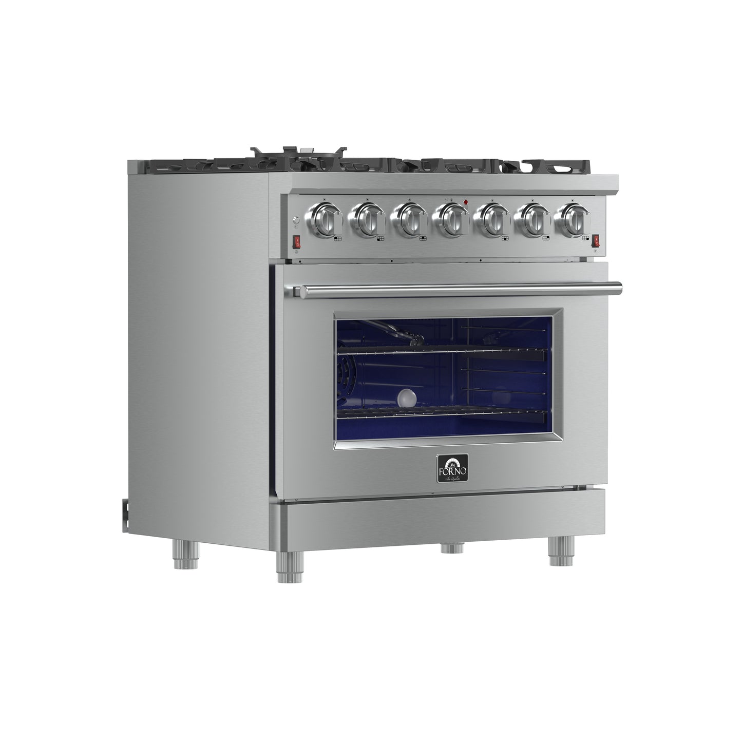 Forno Massimo 36-Inch Freestanding Gas Range, 6 Sealed Burners, Convection Oven, Energy Efficient