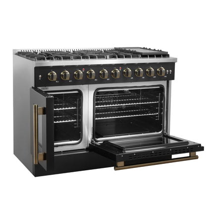 Forno Galiano 48" Freestanding French Door Gas Range in Black