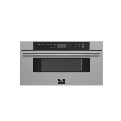 Forno Capoliveri 30-Inch Microwave Drawer, Stainless Steel, 1.2 cu.ft, 1500 Watts, Built-In, Touch Control LCD Display, Auto-Touch Open/Close, 11 Power Levels, Sensor Cooking