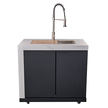 Forno Rimini Outdoor Kitchen: 30" BBQ 62,600 BTU, 4.8 cu.ft. Refrigerators, White Countertops