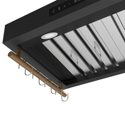 Forno Venezia 30 Inch Wall-Mounted Range Hood in Black with Touch Controls and Baffle Filters