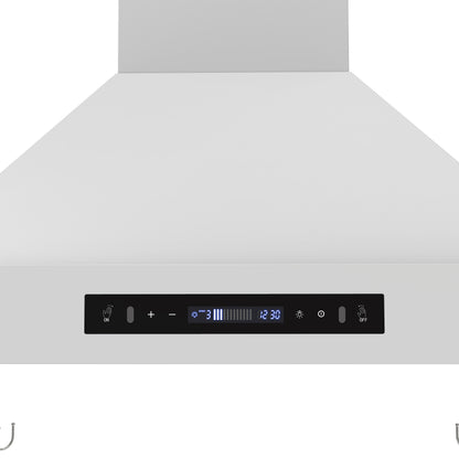 Forno Venezia 30 Inch Wall-Mounted Range Hood in White with Touch Controls and Baffle Filters