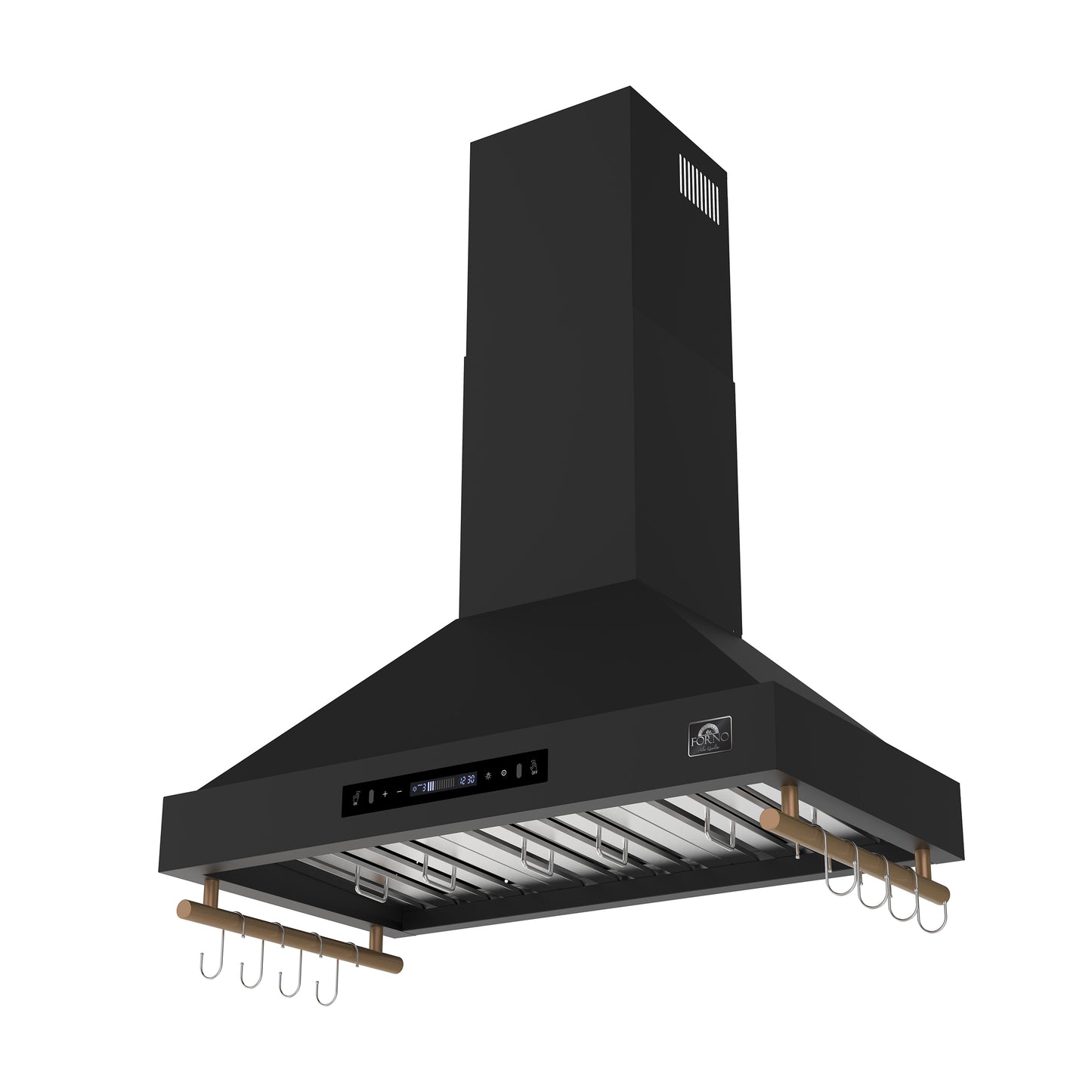 Forno Venezia 36 Inch Wall-Mounted Range Hood in Black with Touch Controls and Baffle Filters