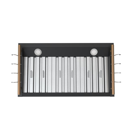 Forno Venezia 36 Inch Wall-Mounted Range Hood in Black with Touch Controls and Baffle Filters