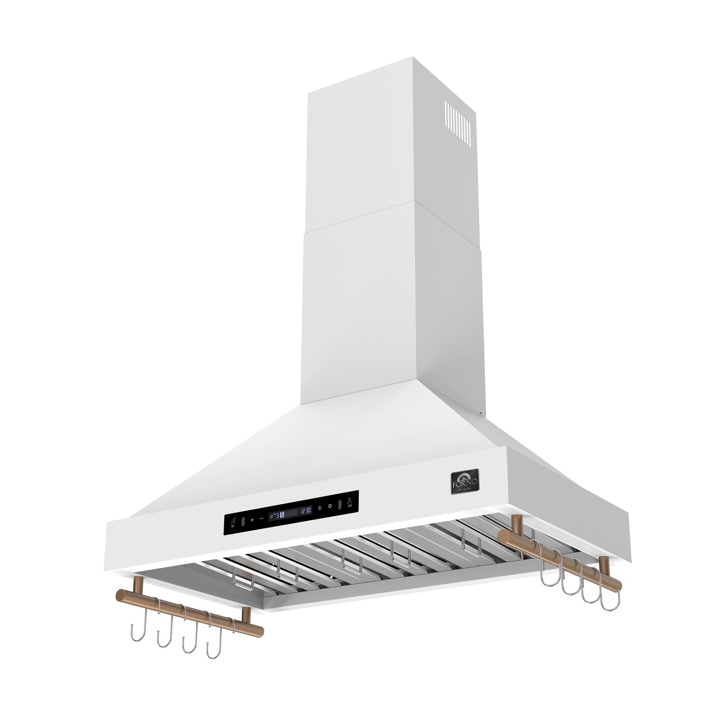 Forno Venezia 36 Inch Wall-Mounted Range Hood in White with Touch Controls and Baffle Filters
