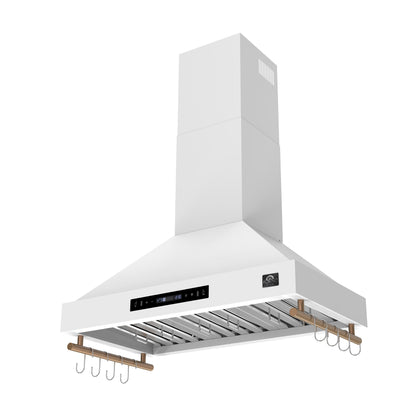 Forno Venezia 36 Inch Wall-Mounted Range Hood in White with Touch Controls and Baffle Filters