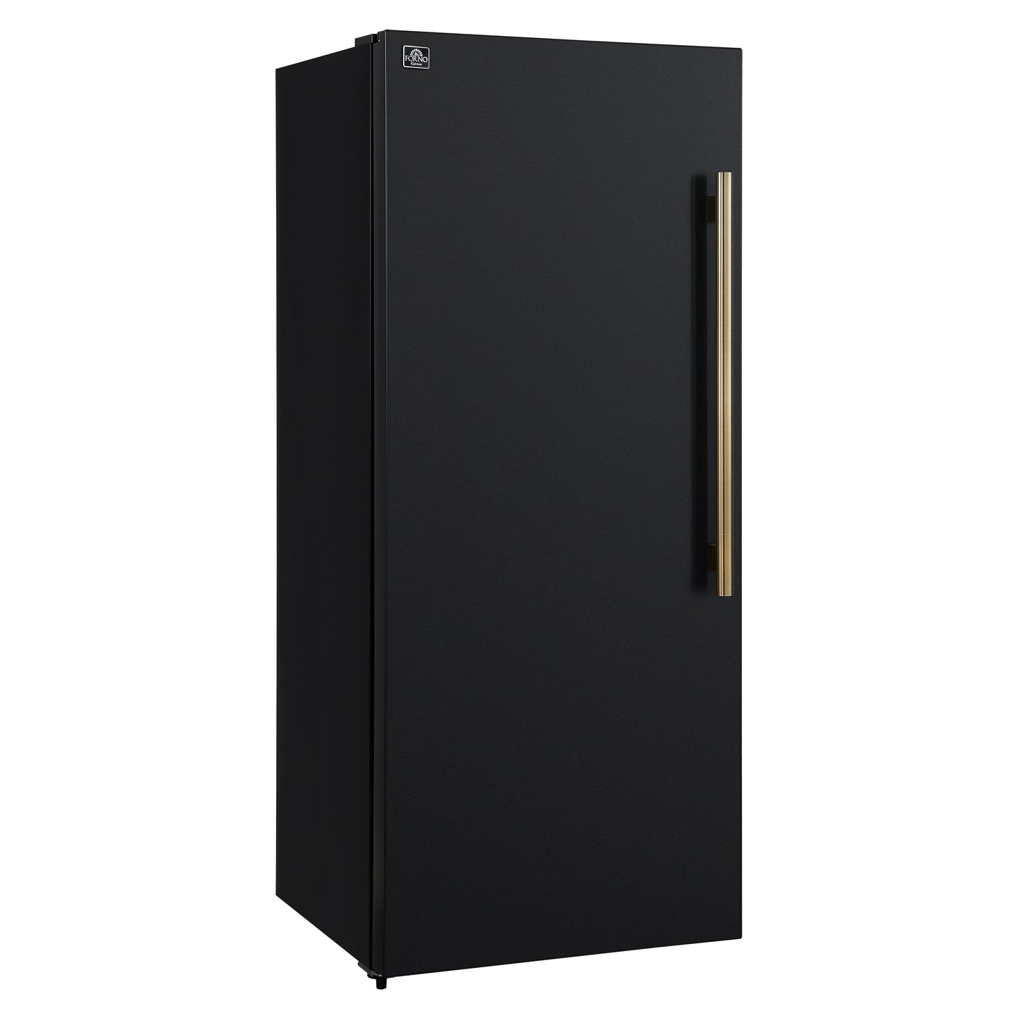 Forno Maderno 28-Inch Convertible Upright Freezer/Refrigerator in Black with Antique Brass Handle, 13.6 cu.ft., Left Swing