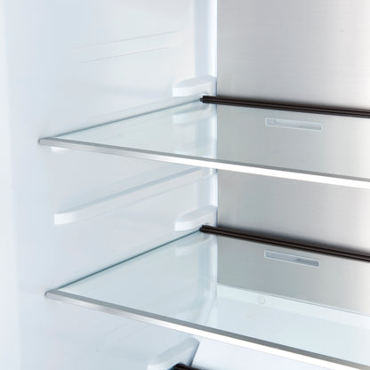 Forno Maderno 28-Inch Convertible Upright Freezer/Refrigerator in Black with Antique Brass Handle, 13.6 cu.ft., Left Swing