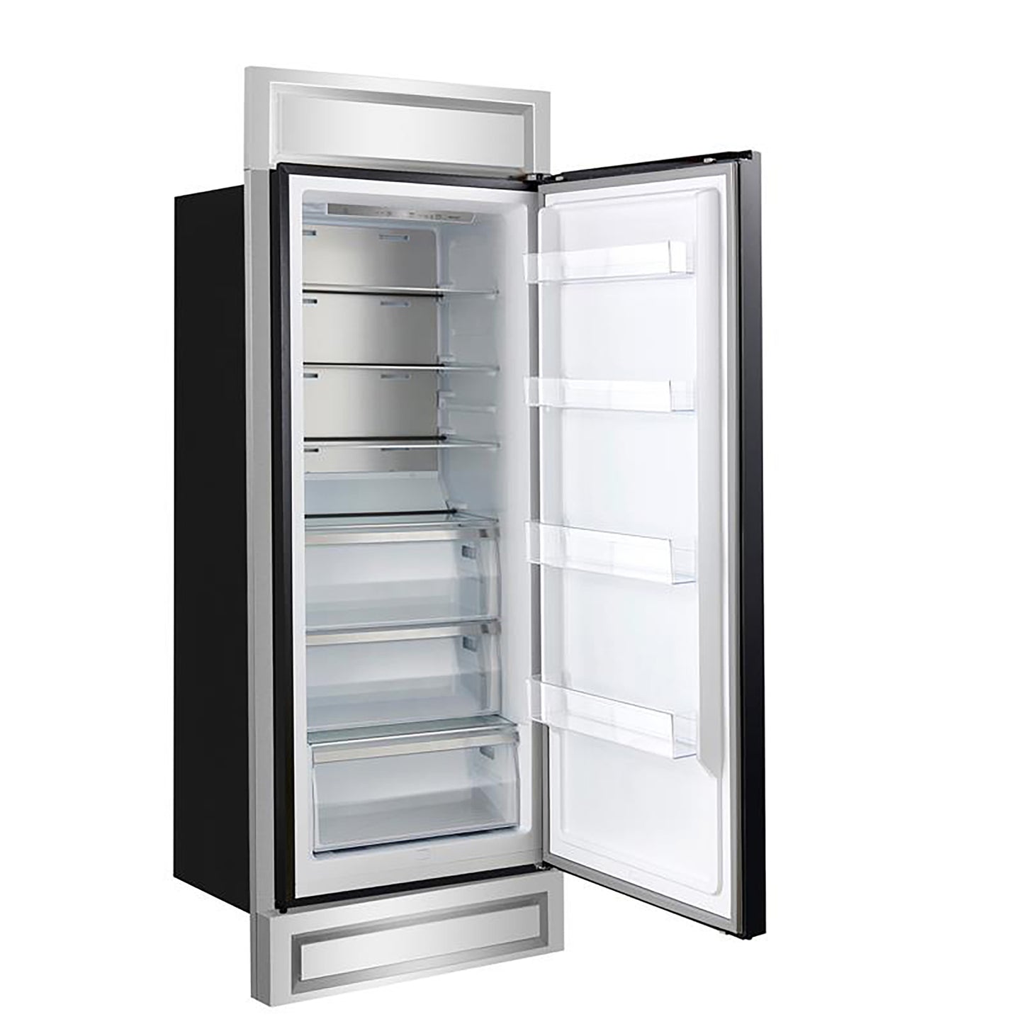Forno Maderno 28-Inch Built-In Convertible Refrigerator in Black with Antique Brass Handle, 13.6 cu.ft. Right Swing with Decorative Grill - 32-Inch Wide
