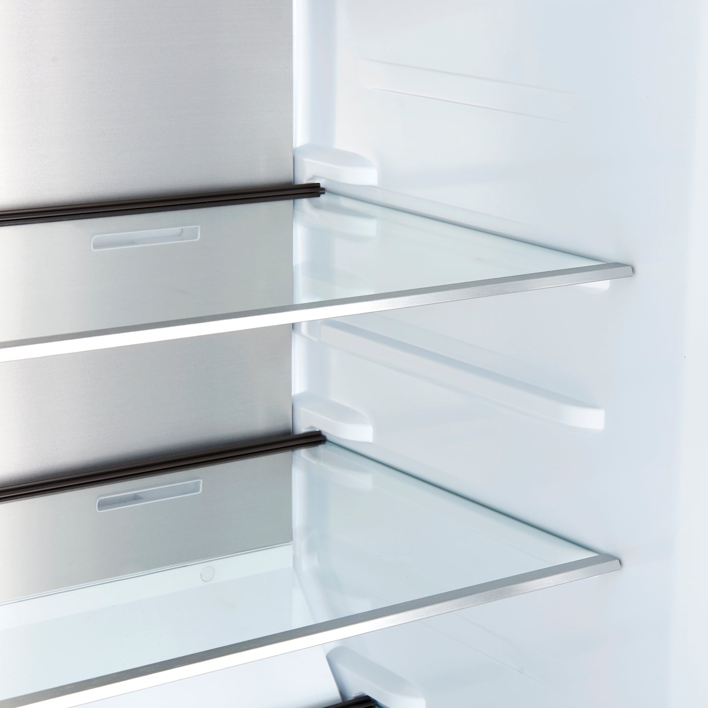 Forno Maderno 28-Inch Convertible Freezer/Refrigerator in Black with Antique Brass Handle, 13.6 cu.ft. Right Swing