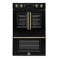 Forno Asti 30-Inch Double Electric Wall Oven with Upper French Doors in Black & Antique Brass, 7.36 cu. ft. Dual True Convection, 7,200W, Air Fry, Sous Vide, Self-Clean