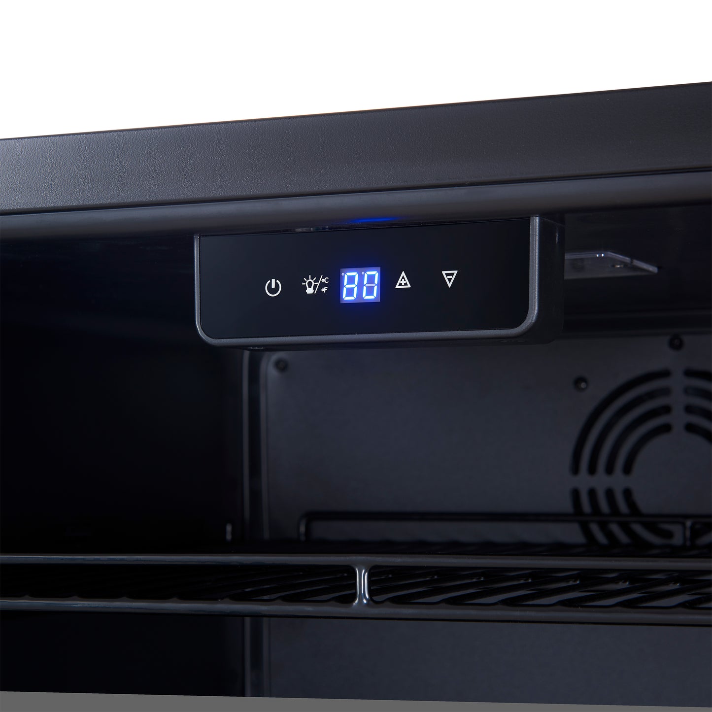 Forno Frescolino 24 Inch Beverage Cooler, Black with Antique Brass Handles, with LED Lighting, Triple Glass Door, 188 Can Capacity, Built-In or Freestanding